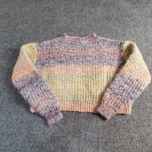 Moon and Madison boutique womens size XS cropped multi colored/striped sweater - Picture 6 of 13